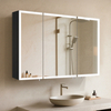 Touch-Controlled 3-Door Iron Powder-Coated LED Mirror Cabinet CTT-5163: Anti-Fog, 3 Color Temperatures & Dimmable Lighting