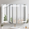 Three-Door Aluminum LED Mirror Cabinet CAT-4171: Touch Buttons, Anti-Fog, 3CCT & Adjustable Brightness