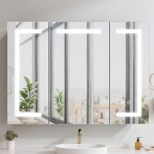 Three-Door Aluminum LED Mirror Cabinet CAT-4171: Touch Buttons, Anti-Fog, 3CCT & Adjustable Brightness