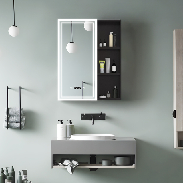 Moisture-Resistant Rectangular Steel With Powder Coated Mirror Cabinet For Bathroom
