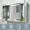 Three-door aluminum mirror cabinet with metallic style & extra-large storage capacity