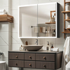 CAL-7080-SG-Black Aluminum Mirror Cabinet with Stepless Glass Shelf