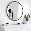 24 - Inch Popular Round Wall - Mounted Decorative Mirror with Metal Frame, Ideal for Vanity Areas, Washrooms, and Bathrooms - Black Finish