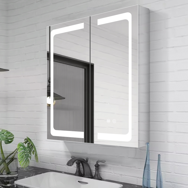 Premium Double-Door Stainless Steel LED Mirror Cabinet CSD-5053: Smart Touch, Anti-Fog Function, 3CCT Settings & Dimmable Lights