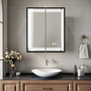 Double-Door Powder-Coated Iron Mirror Cabinet: Edge Wrapping, Double Sandblasted LED Strips, 3CCT & Defogger