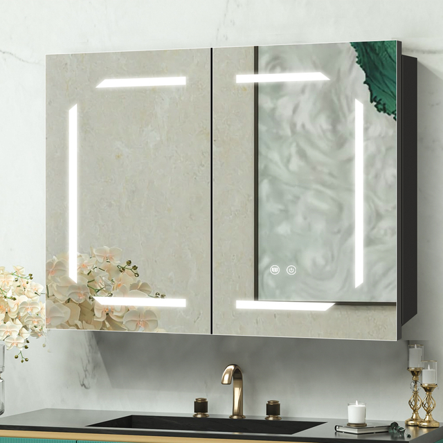 Corrosion-Resistant Modern Style Steel With Powder Coated Mirror Cabinet For Bathroom