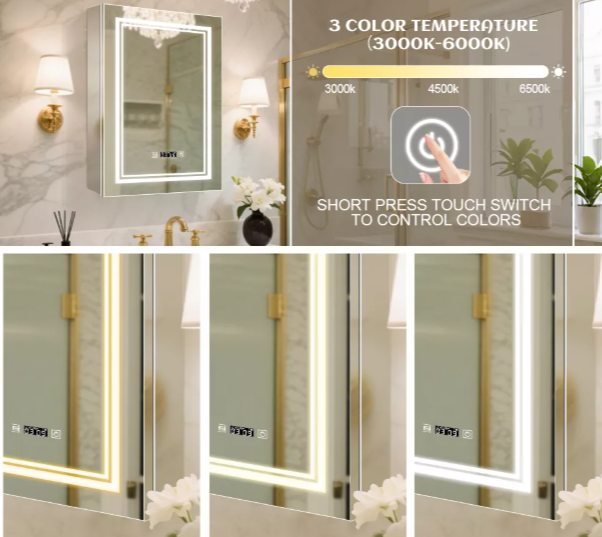 Single-Door Stainless Steel LED Mirror Cabinet CSS-5162