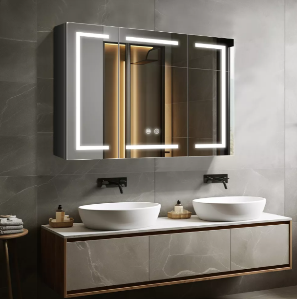 Anti-Fog Three-Door Powder-Coated Iron Mirror Cabinet CTT-5052
