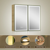 New-style Double-door Wooden Mirror Cabinet with Beveled Edge Design And Inner Lighting