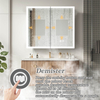 CAL-7080-SG-Black Aluminum Mirror Cabinet with Stepless Glass Shelf