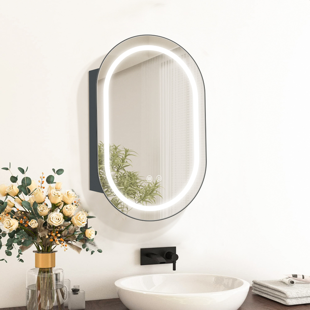 Premium Single-Door Powder-Coated Iron LED Mirror Cabinet