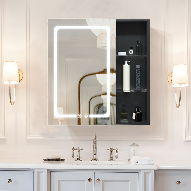Wall-Mounted Steel With Powder Coated Mirror Cabinet For Office
