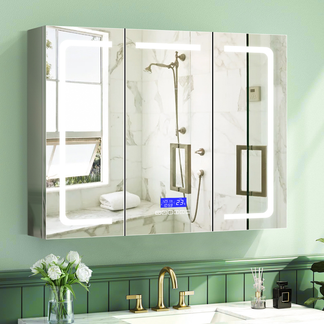 Triple-Door Durable Stainless Steel Mirror Cabinet For Hotel