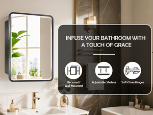 Sturdy And Seamless Aluminum Frame Black Steel Mirror Cabinet For Bathroom