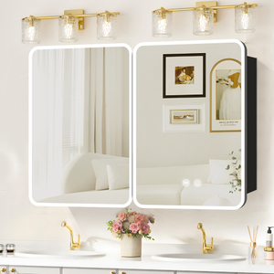 Uniquely Designed Arc-Shaped Double-Door Steel Mirror Cabinet Bathroom Vanities Product