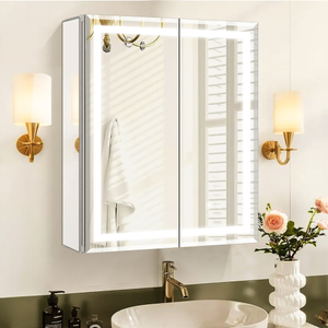 Newly Designed Double-Door Aluminum Mirror Cabinet with Beveled Edges And Glass on The Sides