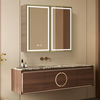 New-style Double-door Wooden Mirror Cabinet with Beveled Edge Design And Inner Lighting