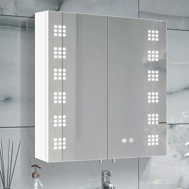 Specially Designed Modern Illuminated White Powder-coated Steel Mirror Bathroom Cabinet for Hotel and Apartment Use