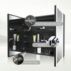 CAL-7080-SG-Black Aluminum Mirror Cabinet with Stepless Glass Shelf