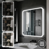 Aluminum LED Mirror Cabinet CAS-4291 (Single Door): Touch Buttons, Anti-Fog Technology, 3CCT, Adjustable Brightness & Integrated Frame Illumination