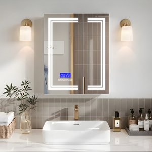 Touch-Controlled Iron LED Mirror Cabinet CTD-5285: Powder-Coated Finish, Multi-Functional