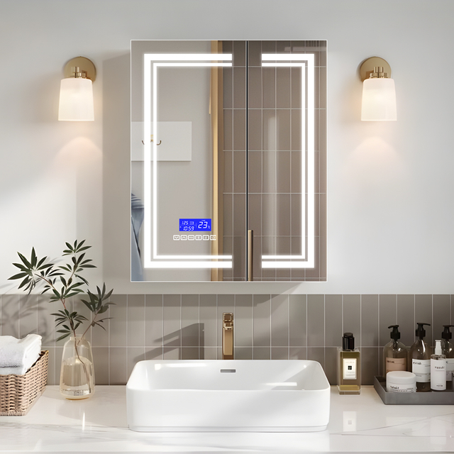 Touch-Controlled Iron LED Mirror Cabinet CTD-5285: Powder-Coated Finish, Multi-Functional