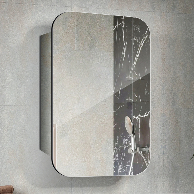 Stainless Steel Mirror Cabinet CSS-6181 with Large R-Corner Design