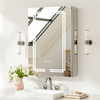 Single-Door Aluminum LED Mirror Cabinet CAS-6264: Touch Buttons, Anti-Fog, 3CCT, Adjustable Brightness & Double Sandblasted Light Strips