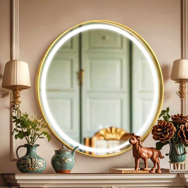 MALF-710-LED Mirror with Brushed Gold Frame