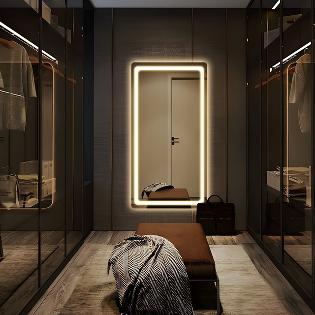 Explosion - proof Tempered Glass Full - length LED Mirror MAW-3113 with Aluminum Frame