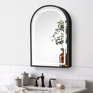 Touch-Controlled Iron LED Mirror Cabinet CTS-5223: Powder-Coated Finish, Anti-Fog, 3 Color Temperatures, Dimmable Lights & Arched Top