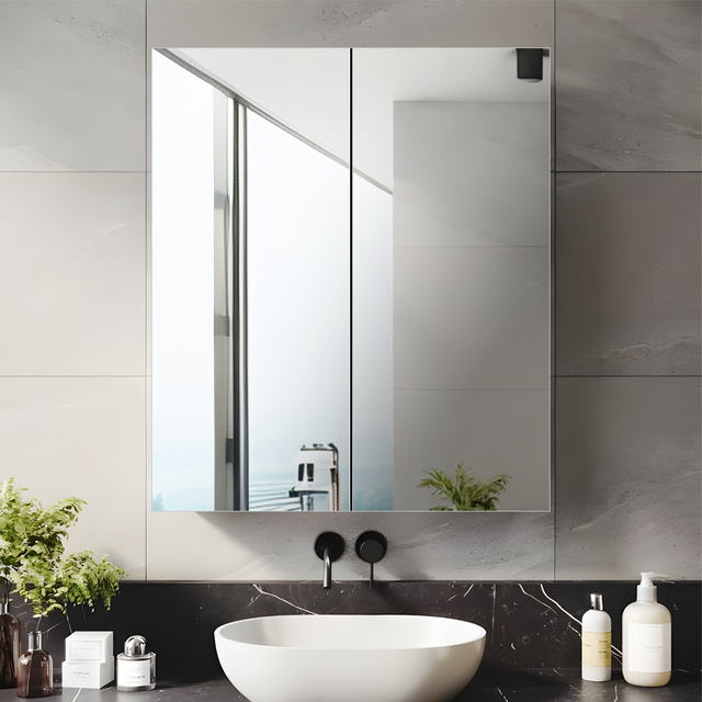Aluminum Double-Door Mirror Cabinet CAD-6262 with Dual Door Mirrors & Full-Body Mirror Finish