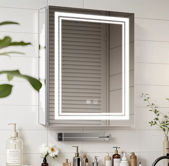 Single - Door Aluminum LED Mirror Cabinet CAS-411 