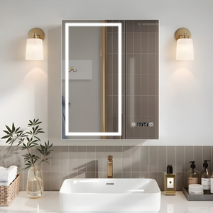 Double-door Bluetooth Rectangular Steel With Powder Coated Mirror Cabinet for Hotel