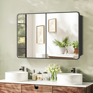 Curved Border Double-Door Steel Mirror Cabinet Bathroom Vanities