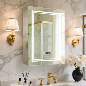 Single-Door Stainless Steel LED Mirror Cabinet CSS-5162: Touch Buttons, Anti-Fog, 3CCT, Adjustable Brightness & Clock