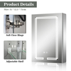 Single-Door Aluminum LED Mirror Cabinet CAS-6264: Touch Buttons, Anti-Fog, 3CCT, Adjustable Brightness & Double Sandblasted Light Strips