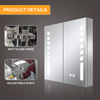 Stainless Steel Double-Door LED Mirror Cabinet CSD-5281: Touch Buttons, Anti-Fog Technology, 3CCT, Variable Brightness