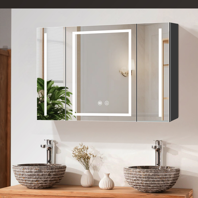 Moisture-Resistant Framed Steel With Powder Coated Mirror Cabinet For Spa