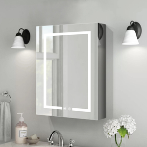 Premium Single-Door Stainless Steel LED Mirror Cabinet: Smart Touch, Anti-Fog Function, 3CCT Settings & Dimmable Lighting