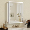 Modern Single-Door Water Resistant Bathroom Aluminum Mirror Cabinet with Three-Sided Illuminated Lighting