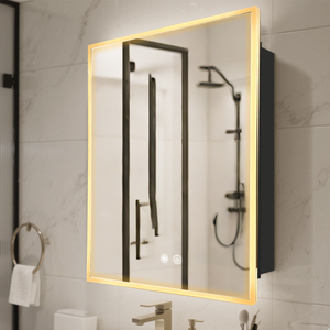 Single - Door Powder - Coated Iron LED Mirror Cabinet CTS-4293: Touch - Controlled, Anti - Fog, 3CCT, Adjustable Brightness & Interior Lighting