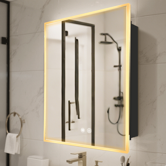 Single - Door Powder - Coated Iron LED Mirror Cabinet CTS-4293: Touch - Controlled, Anti - Fog, 3CCT, Adjustable Brightness & Interior Lighting