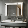 Anti-Fog 3CCT Three-Door Powder-Coated Iron LED Mirror Cabinet CTT-5052 with Touch Buttons & Variable Brightness