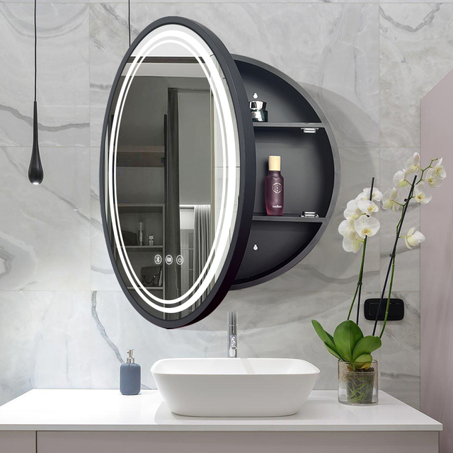 Round Steel With Powder Coated Mirror Cabinet For Office