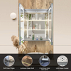 Aluminum Double-Door LED Mirror Cabinet with Illuminated Shelves and USB Shaver Socket