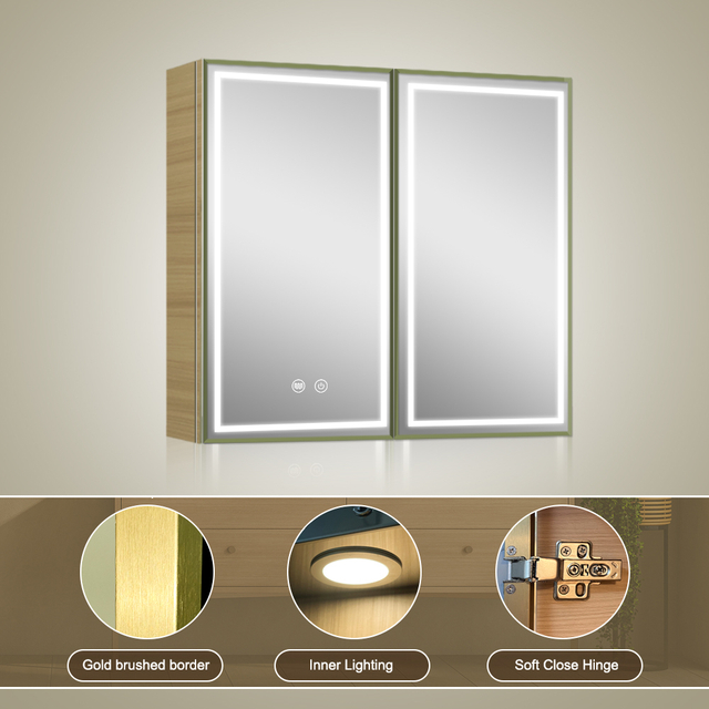 Moisture-Resistant Freestanding Wood Mirror Cabinet For Kitchen