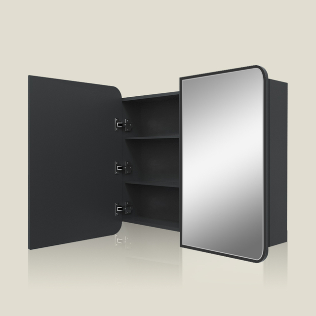 Minimalist Steel With Powder Coated Mirror Cabinet For Office