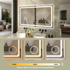 Modern Rectangle Magnifying Lighted Bathroom Mirror with Touch Switch and Display Screen