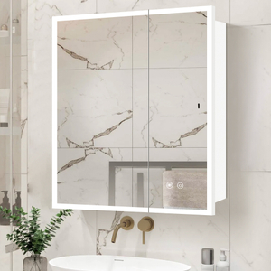 Elegant White LED Lights Steel Mirror Cabinet Bathroom Vanities